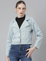 Women Blue Solid Tailored Jacket-CHN-9031-Blue