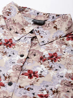 Women Beige Floral Shirt Dress-AE-4232-Beige