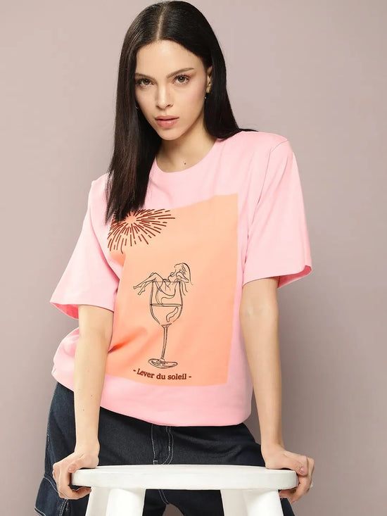 Dillinger Pink Graphic Oversized T-Shirt-WMNCR480PINK-XS