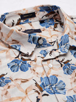 Men Spread Collar Floral Peach Casual Shirt-REVERIE-2125-Peach