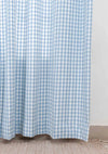 Gingham Woven 100% cotton geometric curtain for living room - Room darkening - Powder Blue - Pack of 1-230823366