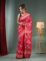 Pink Blended Silk Handwoven Saree With Flower Designs-MA50BSL34710011