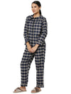 Smarty Pants Women's Brush Cotton Navy Blue Color Checks Night Suit-SMNSP-769B-S