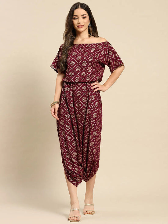 Women Solid Standard Wine Jumpsuits & Sets