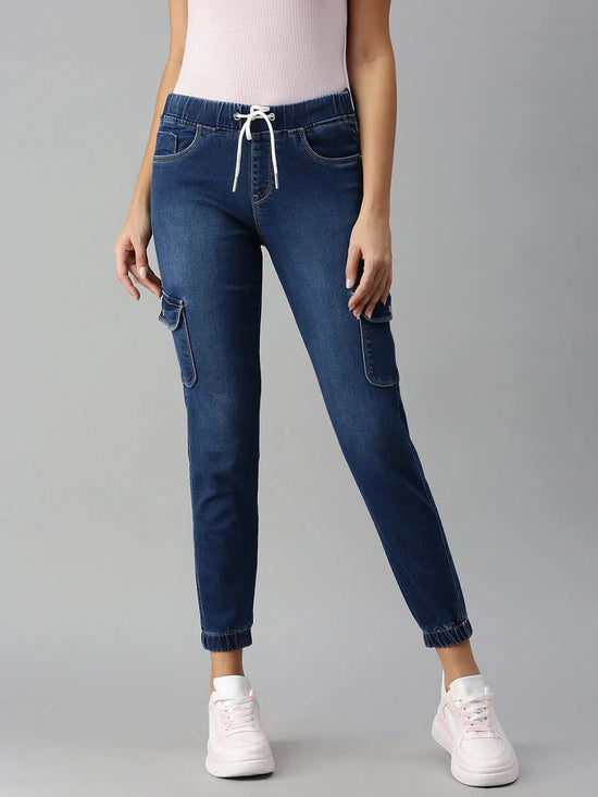 Women's Blue Solid Denim Jeans-CR-7790-Blue