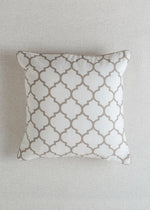 Trellis Printed 100% cotton geometric cushion cover for sofa - Walnut Grey-230458099