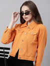 Women Orange Solid Denim Jacket-GZ-5598-Orange