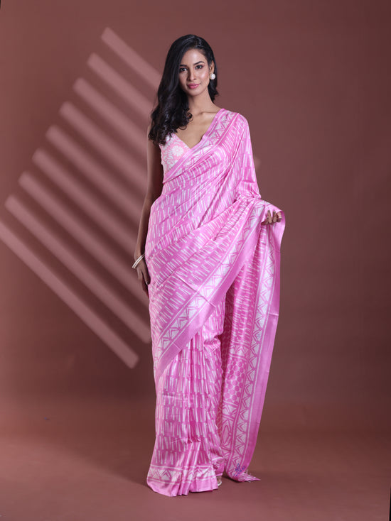 Pink Silk Soft Saree With Texture Print-MA60BSL01400075