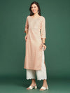 Women's Peach Printed Straight Kurta-AT-A719-Peach