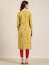 Women Mustard Floral Straight Kurta-NJ-3700325-Mustard