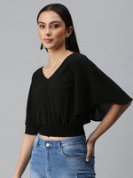 Women's Solid Black Top-AE-10234-Black