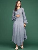 Women's Navy Blue Solid A-Line Kurta-ON-397-Navyblue