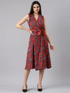 Women Fuchsia Floral Wrap Dress-RE-SKF-287-Fuchsia