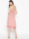 braid neck halter midi dress in Dusty Pink