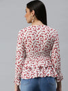 Women's Printed White Top-AE-10226-Whitered