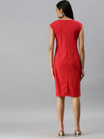 Women Red Solid Sheath Dress-AE-9881-Red