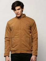 Men Brown Solid Casual Bomber Jackets-ZD-3704-Camelbrown