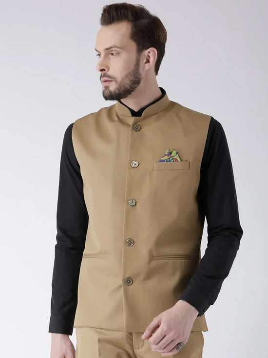 Hangup Men Standard Solid Men's Indian Wear-KhakhiBasket