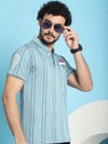 Venitian Men Double Mercerised Printed Polo Neck Aqua Green T-Shirt for Men