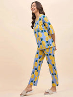 Kurta Pyjama Set in Blue and Yellow Pineapple Print