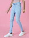 Women's Blue Solid Skinny Fit Denim Jeans-GZ-5268-Blue