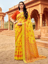 Saree Mall Women's Chiffon Yellow Printed Designer Saree With Blouse Piece-STARCFN31201C