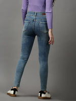 Women's Blue Solid Skinny Fit Denim Jeans-GZ-5317-1-Blue