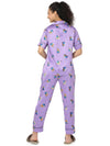 Smarty Pants Women's Silk Satin Lilac Color Minion Print Night Suit