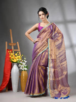 Copper Violet  Shimmer Tissue Saree With Gota Patti Borders-MA62TIS33990018