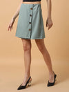 Women's Sea Green Solid A Line Skirt-AE-10435-Seagreen