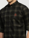 Men Green Checked Shirt-CLEON-1799-Green