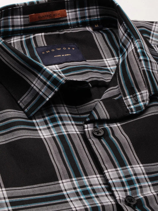 Men Black Checked Shirt-BRICHCHECKS-5615-Black