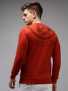 Men Orange Solid Sweatshirt-SCAW-37-Rust