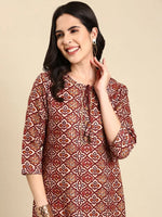 Women's Maroon Printed Straight Kurta-HO-1940-Maroon