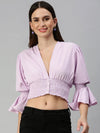 Women's Lavender Solid Crop Tops-AE-10303-Lavender