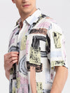 Men Spread Collar Typography Off White Casual Shirt-ZEPTO-2225-Offwhite