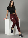 Women's Burgundy Solid Track Pant-AF-1619-Burgundy