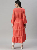 Women's Peach Solid Anarkali Kurta-ON001-Peach