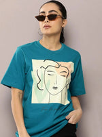 Dillinger Blue Graphic Oversized T-Shirt-WMNCR479INK-XS