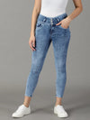 Women's Blue Solid Slim Fit Denim Jeans-GZ-5316-2-Blue