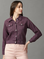 Women's Violet Solid Open Front Jacket-GZ-5577-Violet