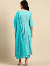 Women's Blue Tie Dye Kurta Set-GW-519-Turquoiseblue