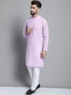 Men's Solid Pure Cotton Kurta With Pyjamas-JOKP-697Purple