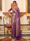 Saree Mall Women's  Blend Purple Woven Design Designer Saree With Blouse Piece-KABHA204003B