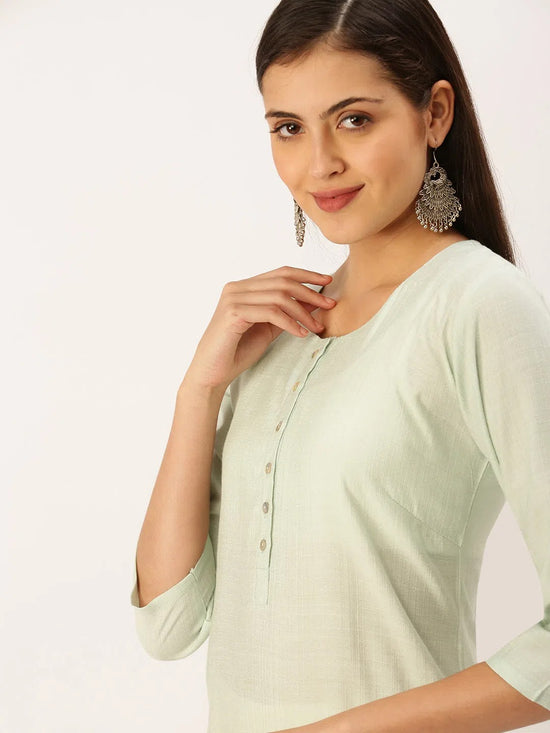 Women's Green Solid Straight Kurta-DF-1195-Seagreen