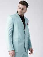 Hangup Men Standard Solid Men Formalwear-AquaBlazer