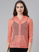 Women Coral Solid Jacket-BEC-12-Coral