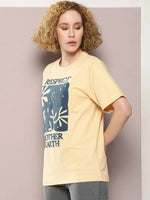 Dillinger Beige Graphic Oversized T-Shirt-WMNCR500BGE-XS