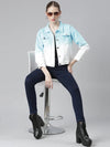 Women Blue Ombre Denim Jacket-AE-0003-Blue