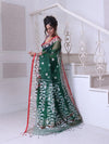 Green Muslin Saree With Jamdani Designs-MA64MS401190016